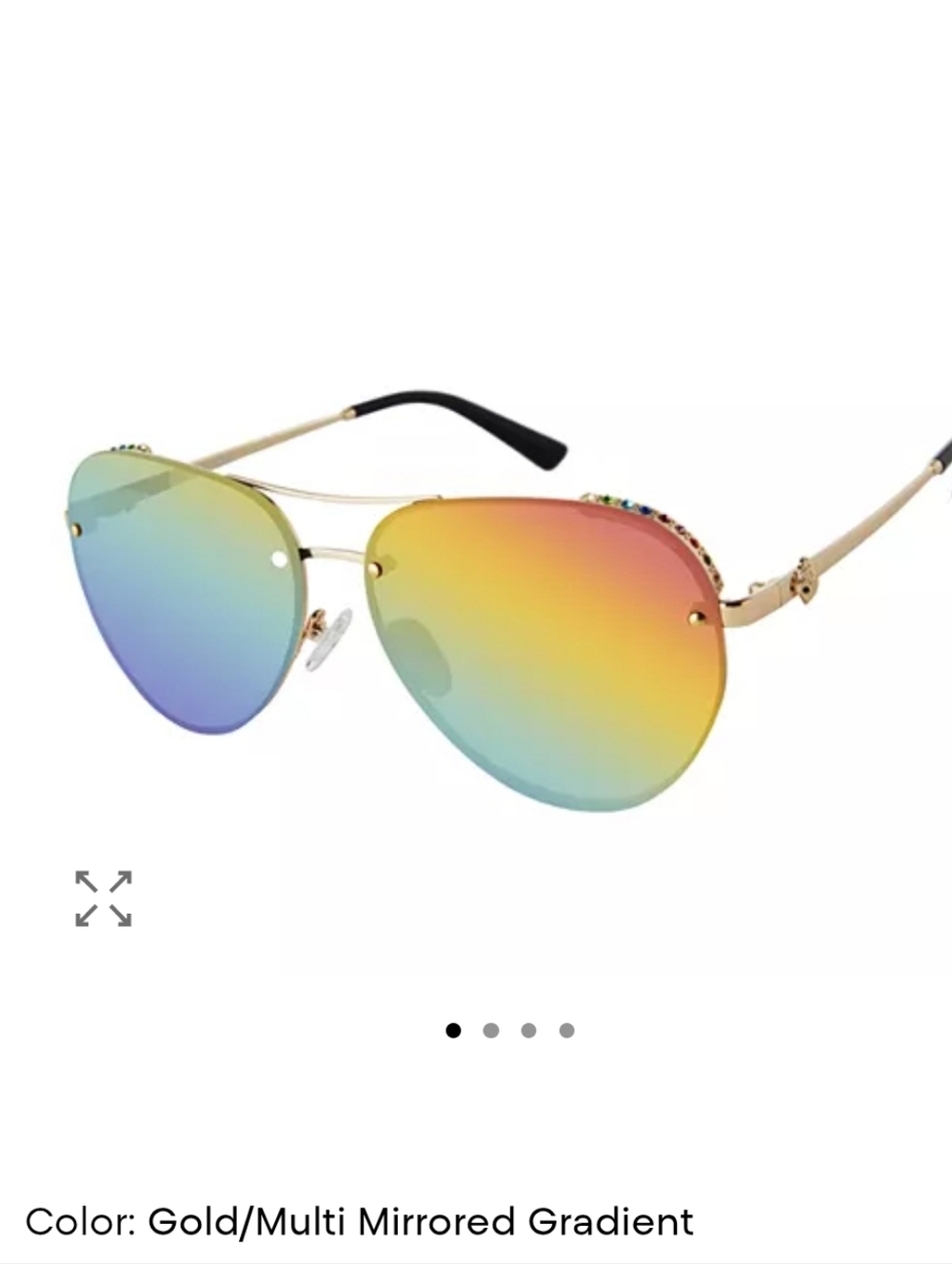 Kurt Geiget Rhinestone Ombre Rainbow Aviator Sunglasses